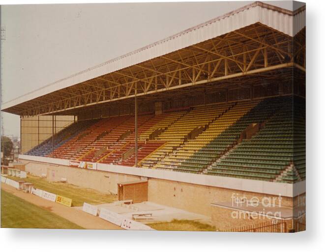  Canvas Print featuring the photograph Swindon - County Ground - Main Stand 3 - 1970s by Legendary Football Grounds