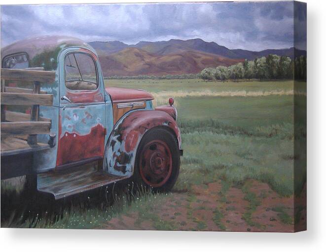 Oil Canvas Print featuring the painting Taos truck by Todd Cooper