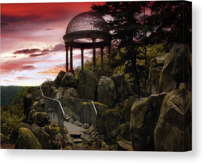 Untermyer Garden Canvas Print featuring the photograph Temple of Love Sunset by Jessica Jenney