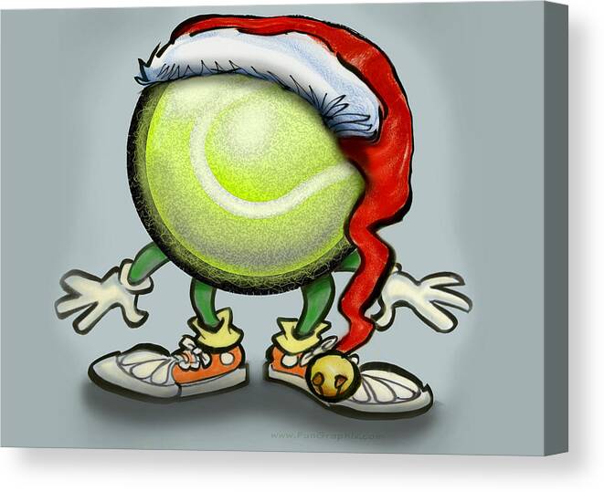 Tennis Canvas Print featuring the greeting card Tennis Christmas by Kevin Middleton