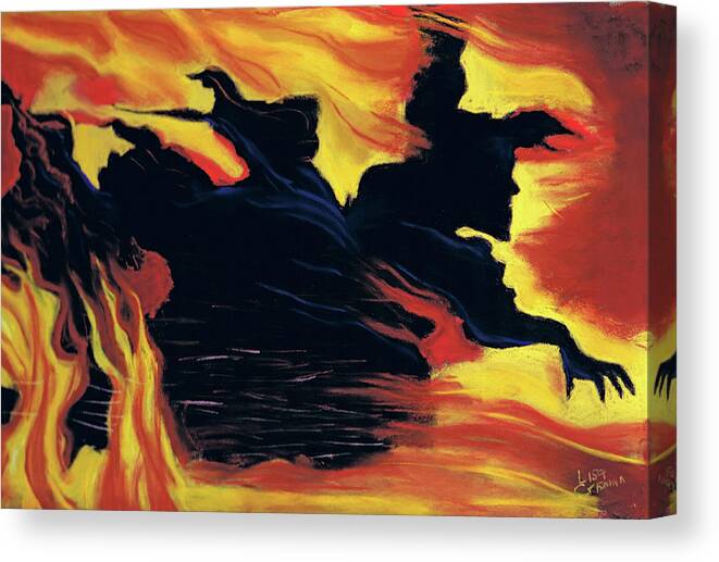 Wizard Of Oz Canvas Print featuring the painting The Arrival of The Wicked by Lisa Crisman