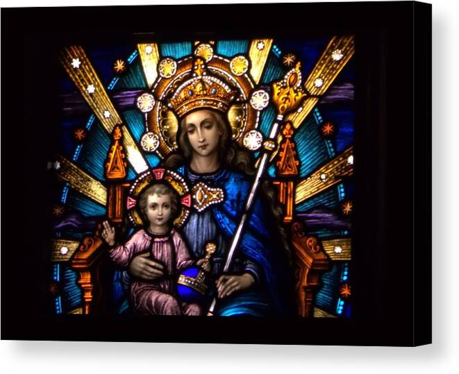 Catholic Greeting Card Canvas Print featuring the photograph The Beauty of Stained Glass by Myrna Migala