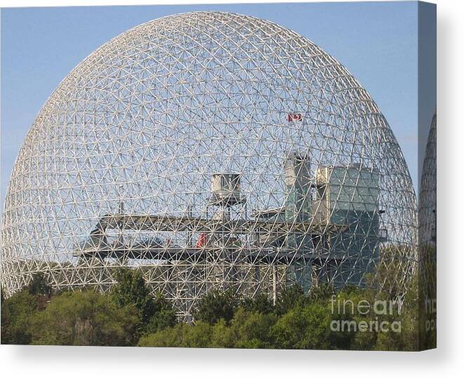 Biosphere Canvas Print featuring the photograph The Biosphere Ile Sainte-Helene Montreal Quebec by Reb Frost