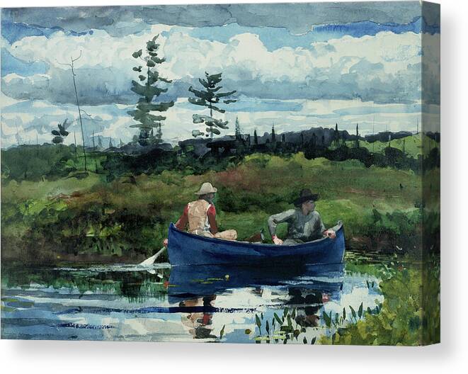 Winslow Homer Canvas Print featuring the painting The Blue Boat by Winslow Homer