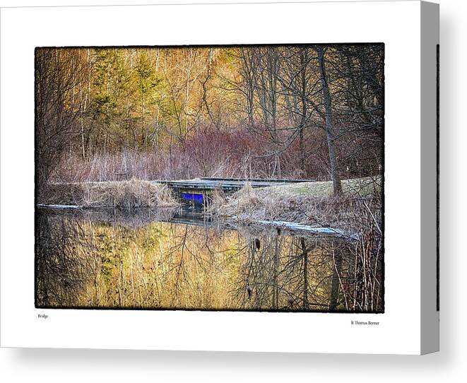 Pond Canvas Print featuring the photograph The Bridge by R Thomas Berner
