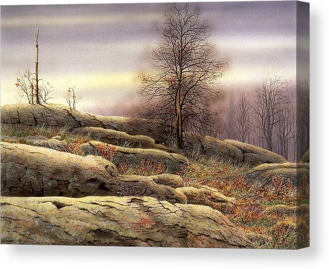 Autumn Canvas Print featuring the painting The Canadian Shield by Conrad Mieschke