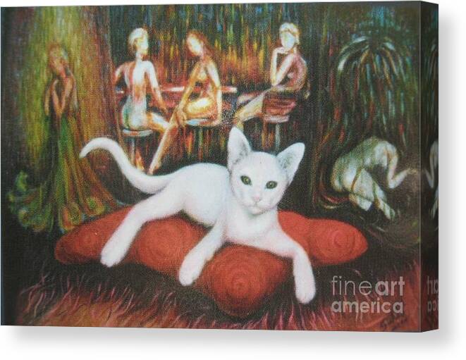 Cat Canvas Print featuring the painting The CAT by Sukalya Chearanantana