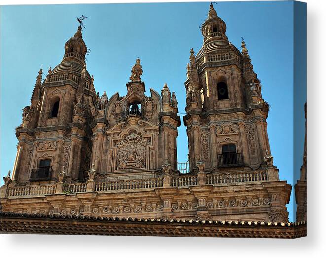Clerecia Canvas Print featuring the photograph The Clerecia Church in Salamanca by Farol Tomson