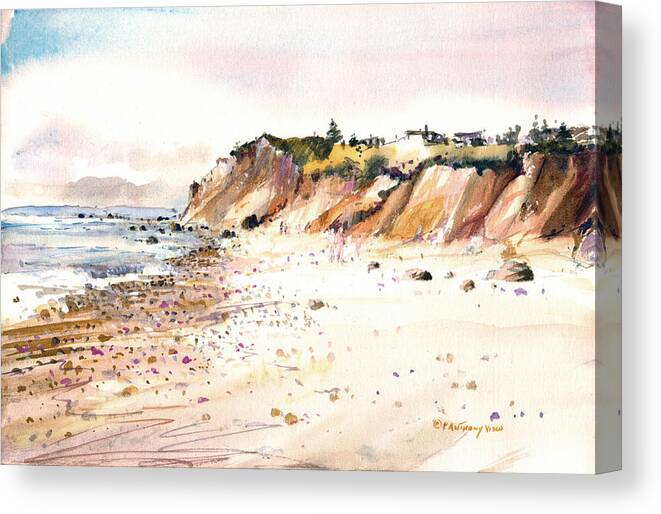 Beach Canvas Print featuring the painting The Cliffs of Aquinnah by P Anthony Visco