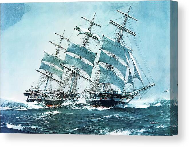 Art Canvas Print featuring the painting The Clipper Ship Sobraon by Mountain Dreams