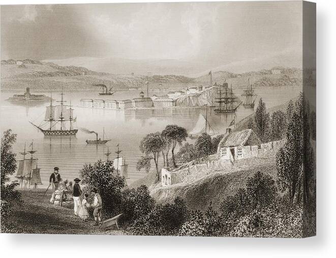 Black And White Canvas Print featuring the drawing The Cove Of Cork, From Admiralty Grand by Vintage Design Pics