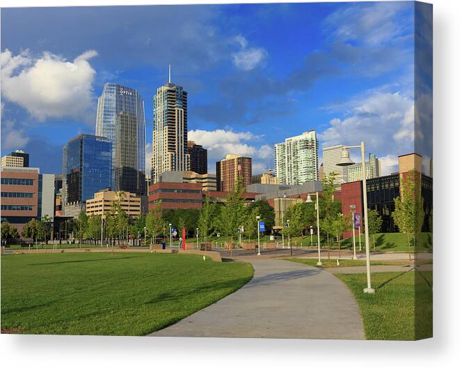 5280 Feet Above Sea Level Canvas Print featuring the photograph The Ever Changing Denver Skyline by Bridget Calip