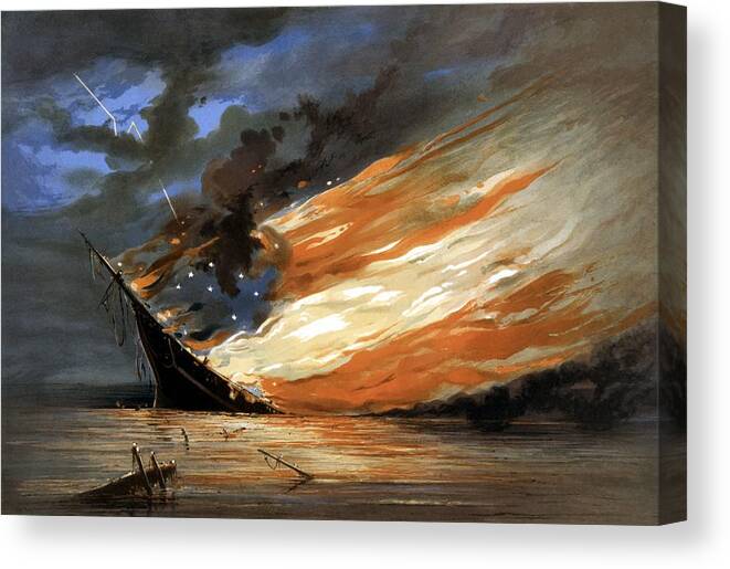 Civil War Canvas Print featuring the painting The Fate Of The Rebel Flag by War Is Hell Store