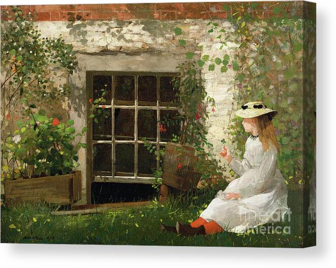 The Canvas Print featuring the painting The Four Leaf Clover by Winslow Homer