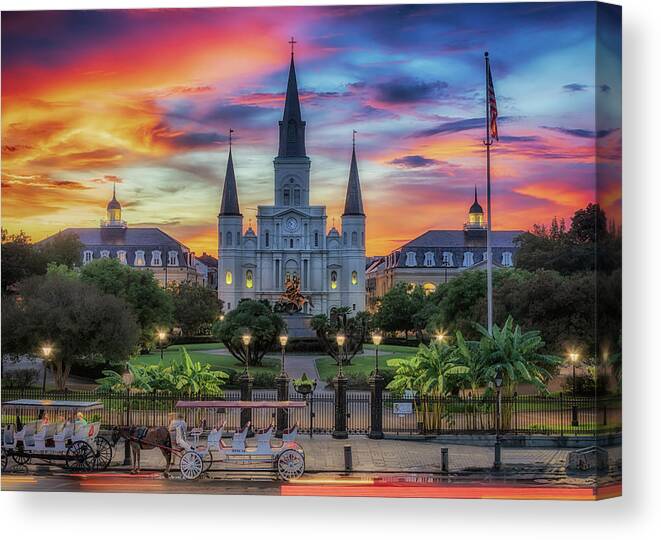 Saint Louis Cathedral Canvas Print featuring the photograph The Heart of Old New Orleans by Susan Rissi Tregoning