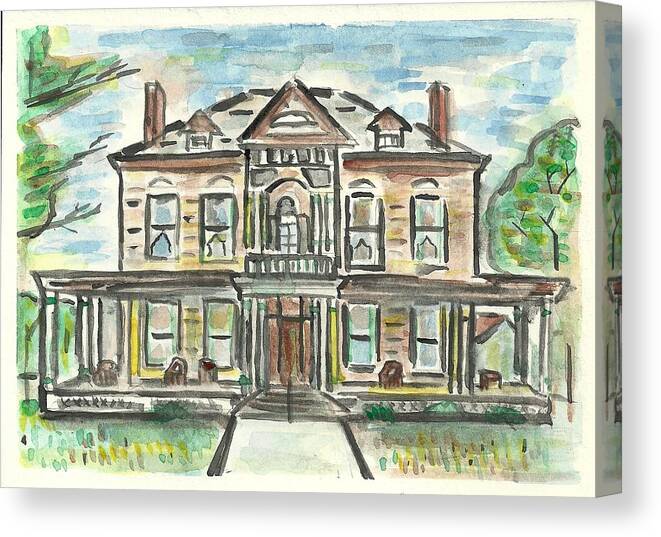 Building Canvas Print featuring the painting The Historic Dayton House by Matt Gaudian