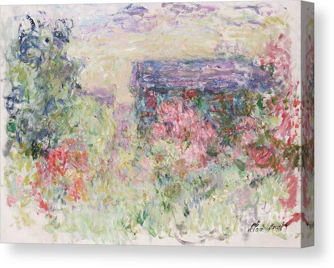 Monet Canvas Print featuring the painting The House Through the Roses by Claude Monet