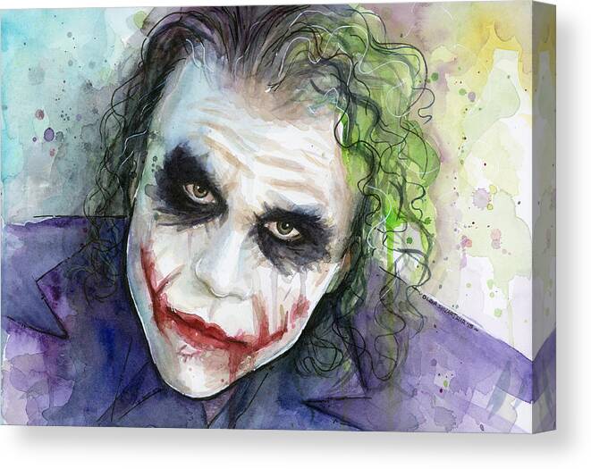 The Dark Knight Joker Art Print Watercolor Wall Art Poster Canvas Framed Decor 