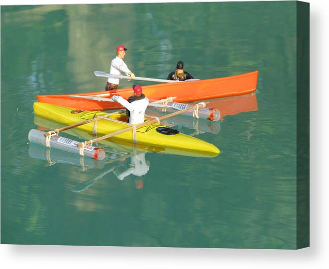  Canvas Print featuring the photograph The Kayak Team 12 by Digital Art Cafe