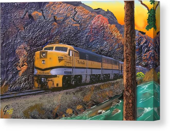Trains Canvas Print featuring the digital art The Royal Gorge by J Griff Griffin