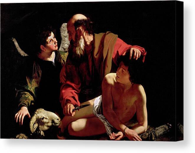 Sacrifice Of Isaac Canvas Print featuring the painting The Sacrifice Of Isaac by Troy Caperton