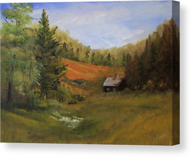 Sauna Painting Canvas Print featuring the painting The Sauna by Joi Electa
