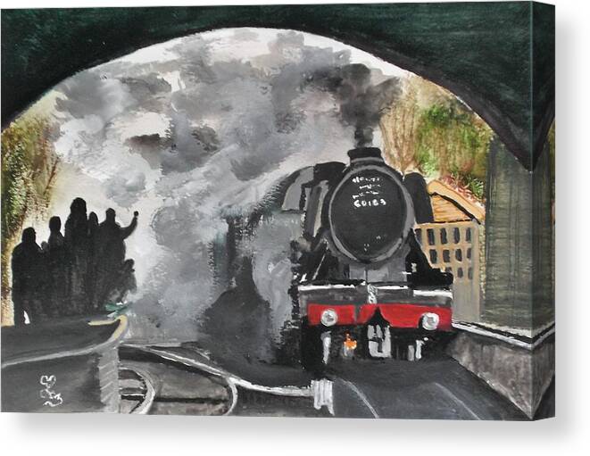 Flying Scotsman Canvas Print featuring the painting The Scotsman by Carole Robins