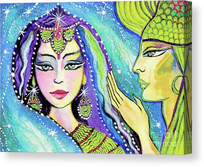 Indian Goddess Canvas Print featuring the painting The Secret by Eva Campbell
