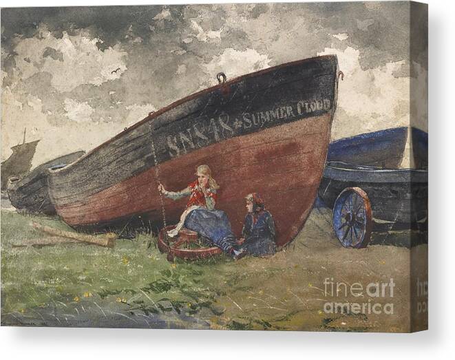 Winslow Homer 1836 - 1910 The Summer Cloud. Boat Canvas Print featuring the painting The Summer Cloud #1 by MotionAge Designs