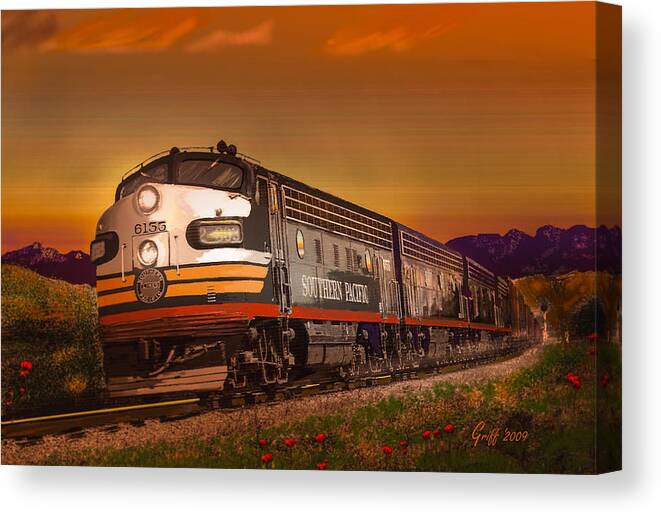 Trains Canvas Print featuring the digital art The Summer of 1952 by J Griff Griffin