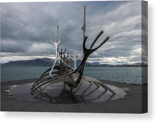 Reykjavik Canvas Print featuring the photograph The Sun Voyager, Reykjavik, Iceland by Venetia Featherstone-Witty