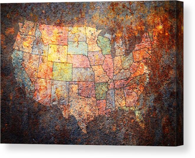 Usa Canvas Print featuring the digital art The United States by Michael Tompsett