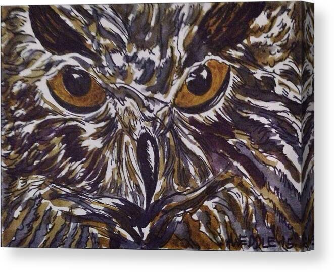 Owl Canvas Print featuring the painting The Wise One by Angela Weddle