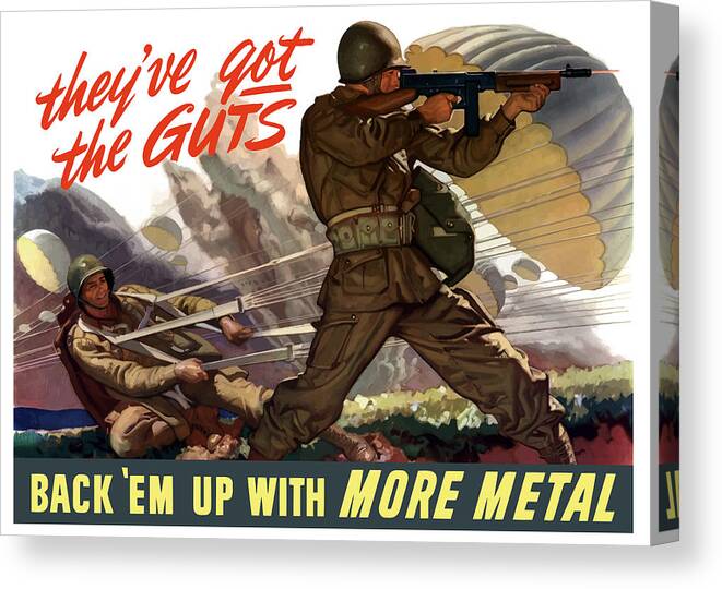 Airborne Canvas Print featuring the painting They've Got The Guts by War Is Hell Store