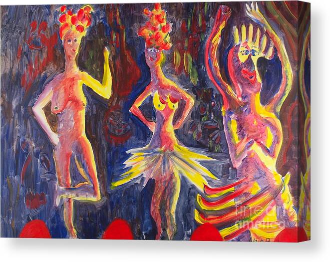 Dancers Canvas Print featuring the painting Three Dancers by Walt Brodis