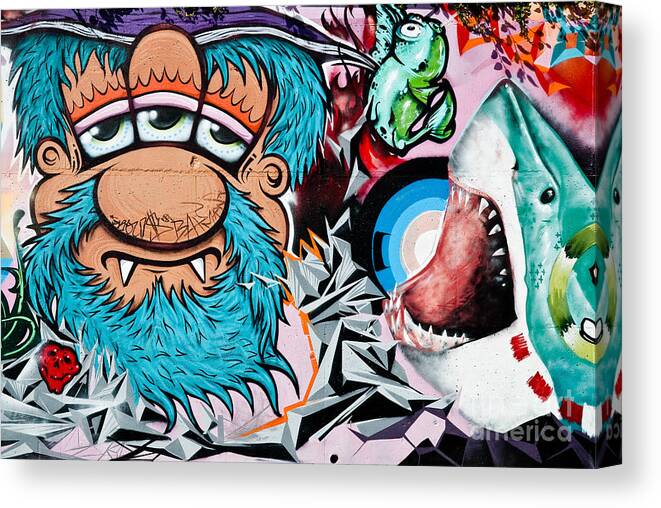 Abstract Canvas Print featuring the painting Three Eyed and the Shark by Yurix Sardinelly