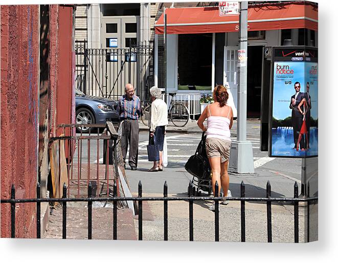 People Canvas Print featuring the photograph Three on the Street by JoAnn Lense