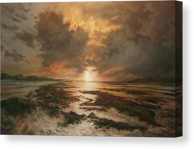 Ocean Canvas Print featuring the painting Tidal Waters by Tom Shropshire
