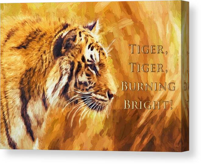 Tiger Canvas Print featuring the digital art Tiger Tiger Burning Bright by Charmaine Zoe