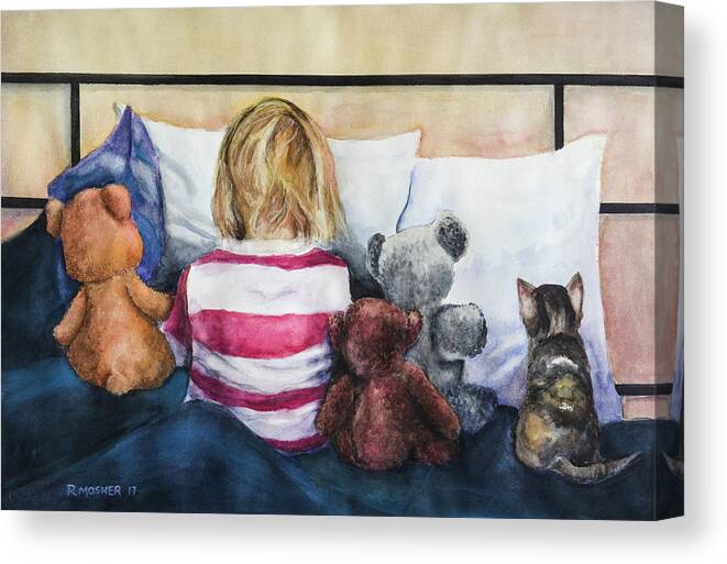 Teddy Bear Canvas Print featuring the painting Time Out with my Friends by Rick Mosher