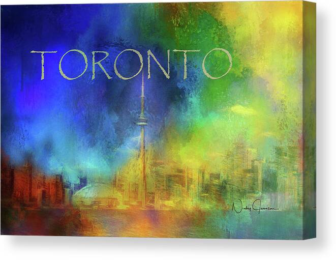 Toronto Canvas Print featuring the digital art Toronto - Cityscape by Nicky Jameson