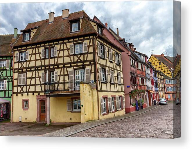 Colmar Canvas Print featuring the photograph Traditional half-timbered houses in Colmar, Alsace, France by Elenarts - Elena Duvernay photo