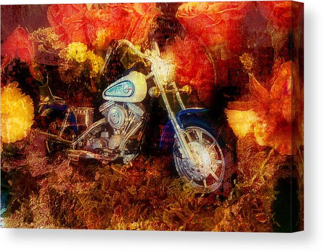 Motorcycle Canvas Print featuring the photograph Tribute to Dad by Diane Lindon Coy