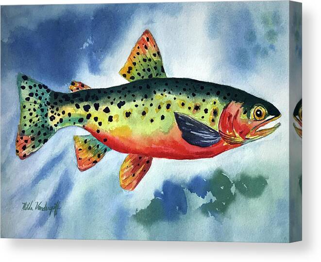 Trout Canvas Print featuring the painting Trout by Hilda Vandergriff