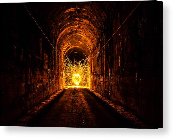 Steel Canvas Print featuring the photograph Tunnel Sparks by Pelo Blanco Photo