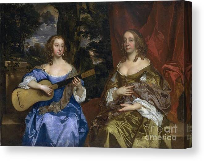 Sir Peter Lely (1618&-8209;1680) Two Ladies Of The Lake Family Canvas Print featuring the painting Two Ladies of the Lake Family by MotionAge Designs