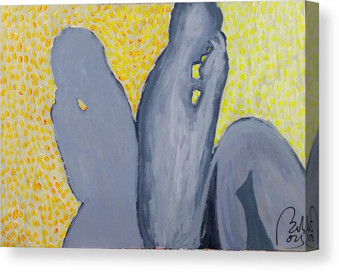 Psychology Canvas Print featuring the painting Two or three thinkers by Bachmors Artist