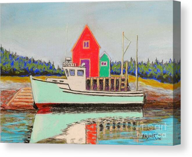 Pastels Canvas Print featuring the pastel Typical Fishing Vessel Nova Scotia by Rae Smith