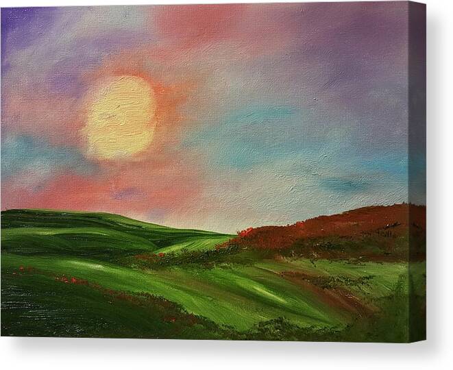 Sunrise Canvas Print featuring the painting Under the Fog 29 by Cheryl Nancy Ann Gordon