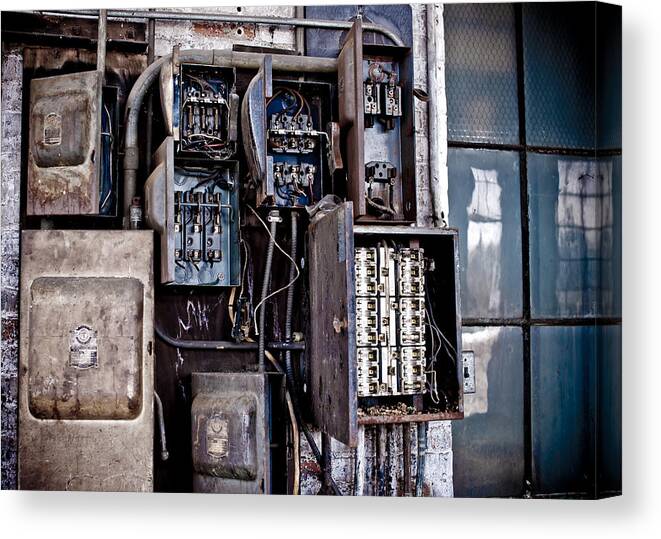 Art Canvas Print featuring the photograph Urban Decay Fuse Box by Edward Myers
